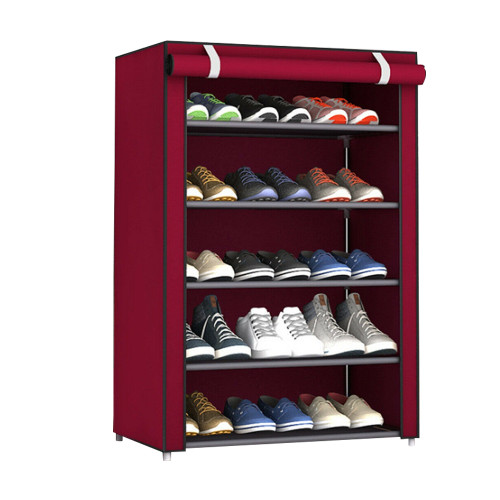 5 Tier Shoe Rack Cabinet With Cover Shoe Shelf Organizer Stainless Steel Closet